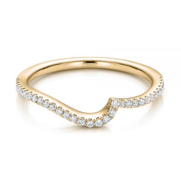 14k Yellow Gold 14k Yellow Gold Contemporary Curved Shared Prong Diamond Wedding Band - Flat View -  100410