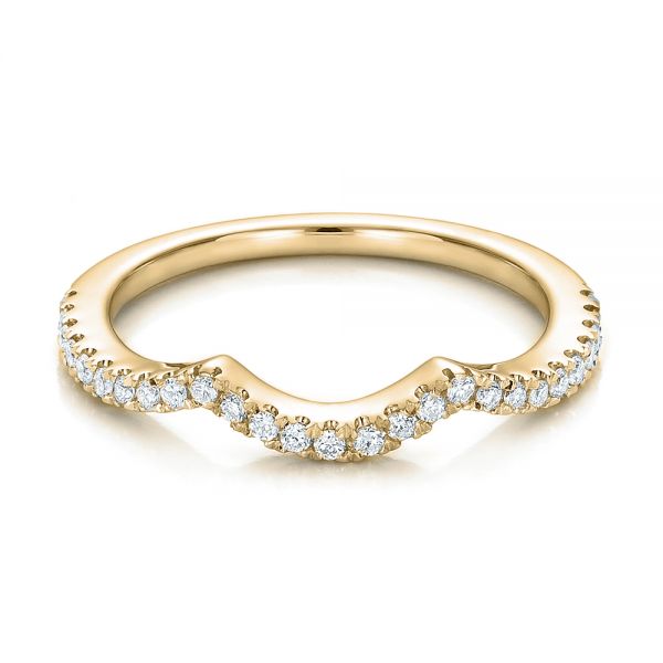 14k Yellow Gold 14k Yellow Gold Contemporary Curved Shared Prong Diamond Wedding Band - Flat View -  100411