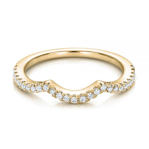 14k Yellow Gold 14k Yellow Gold Contemporary Curved Shared Prong Diamond Wedding Band - Flat View - 100411