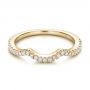 18k Yellow Gold 18k Yellow Gold Contemporary Curved Shared Prong Diamond Wedding Band - Flat View -  100411 - Thumbnail