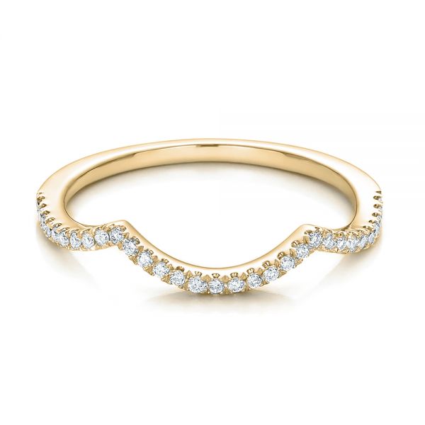 14k Yellow Gold 14k Yellow Gold Contemporary Curved Shared Prong Diamond Wedding Band - Flat View -  100412