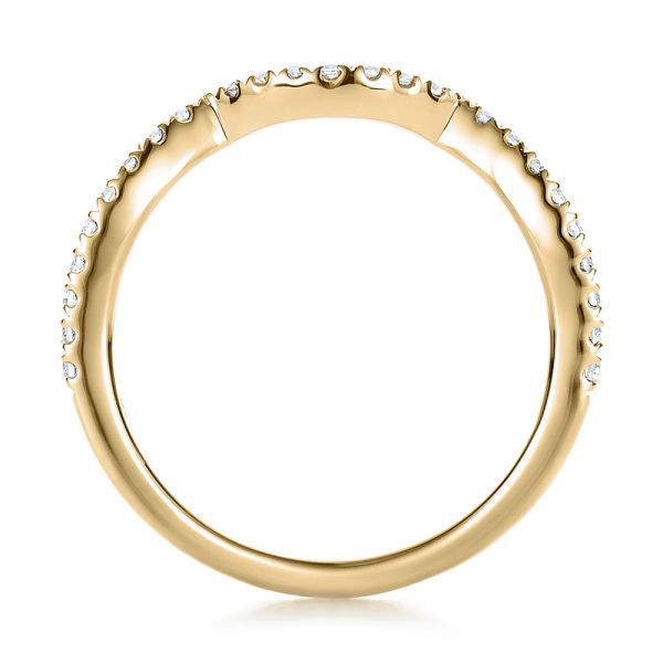 14k Yellow Gold 14k Yellow Gold Contemporary Curved Shared Prong Diamond Wedding Band - Front View - 100411