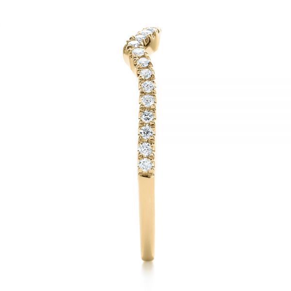 14k Yellow Gold 14k Yellow Gold Contemporary Curved Shared Prong Diamond Wedding Band - Side View - 100411