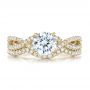 18k Yellow Gold 18k Yellow Gold Contemporary Curved Shared Prong Diamond Wedding Band - Top View -  100411 - Thumbnail