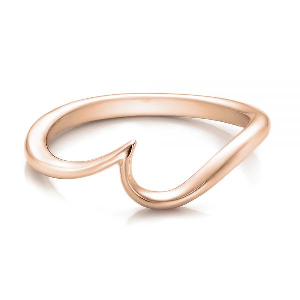 18k Rose Gold 18k Rose Gold Contemporary Curved Wedding Band - Flat View -  100409