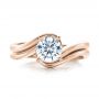 14k Rose Gold 14k Rose Gold Contemporary Curved Wedding Band - Top View -  100409 - Thumbnail