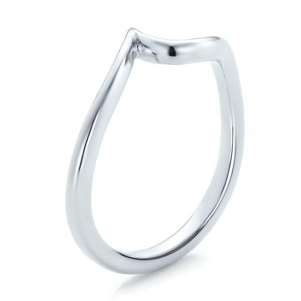 Contemporary Curved White Gold Wedding Band - Image