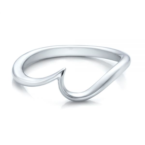 18k White Gold 18k White Gold Contemporary Curved Wedding Band - Flat View -  100409