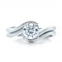 18k White Gold 18k White Gold Contemporary Curved Wedding Band - Top View -  100409 - Thumbnail