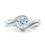  Platinum Platinum Contemporary Curved Wedding Band - Top View -  100409 - Thumbnail