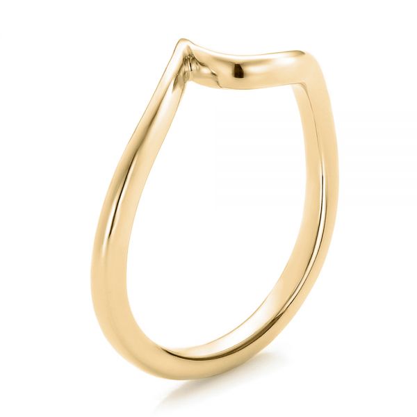 18k Yellow Gold 18k Yellow Gold Contemporary Curved Wedding Band - Three-Quarter View -  100409