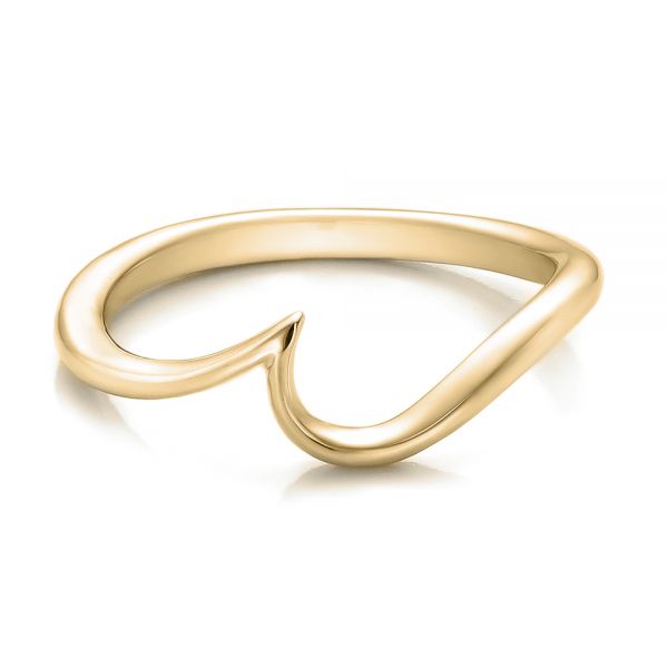 18k Yellow Gold 18k Yellow Gold Contemporary Curved Wedding Band - Flat View -  100409