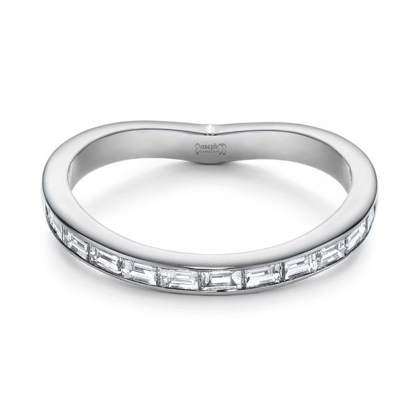 14K Gold Contoured Black Rhodium Diamond Wedding Band - Flat View - 105857