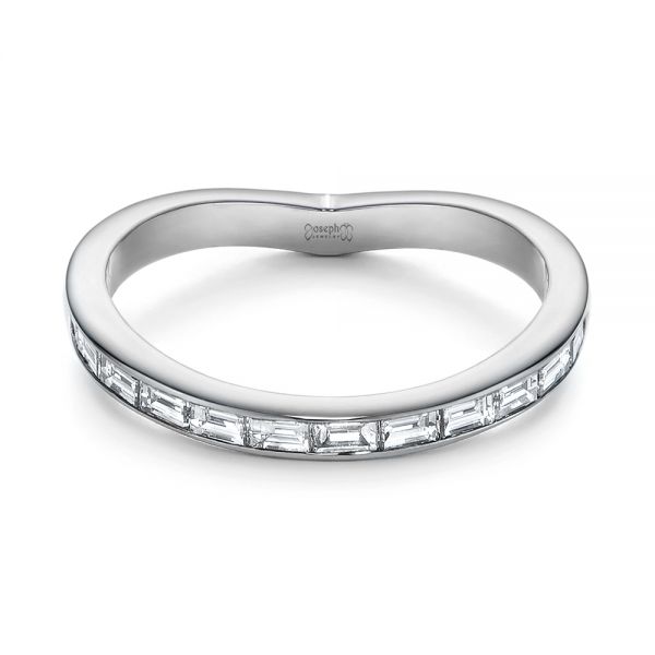  Platinum Platinum Contoured Black Rhodium Diamond Wedding Band - Flat View -  105857