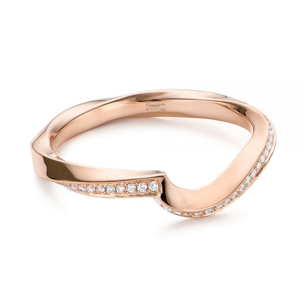 18k Rose Gold Contoured Diamond Wedding Ring - Flat View - 105159