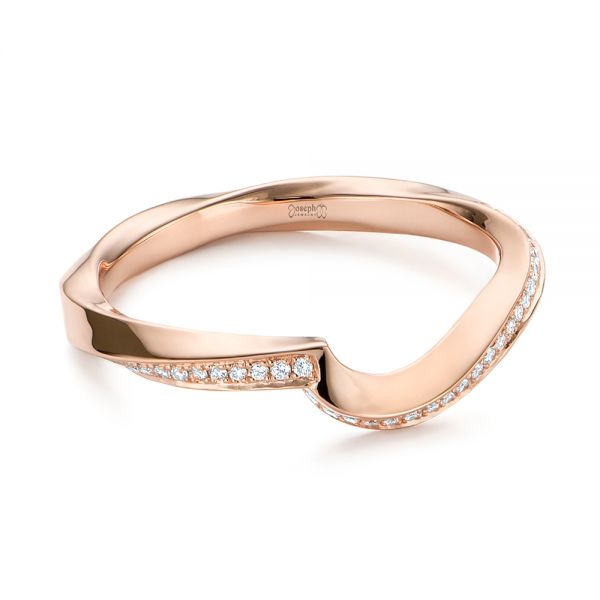 14k Rose Gold 14k Rose Gold Contoured Diamond Wedding Ring - Flat View -  105159