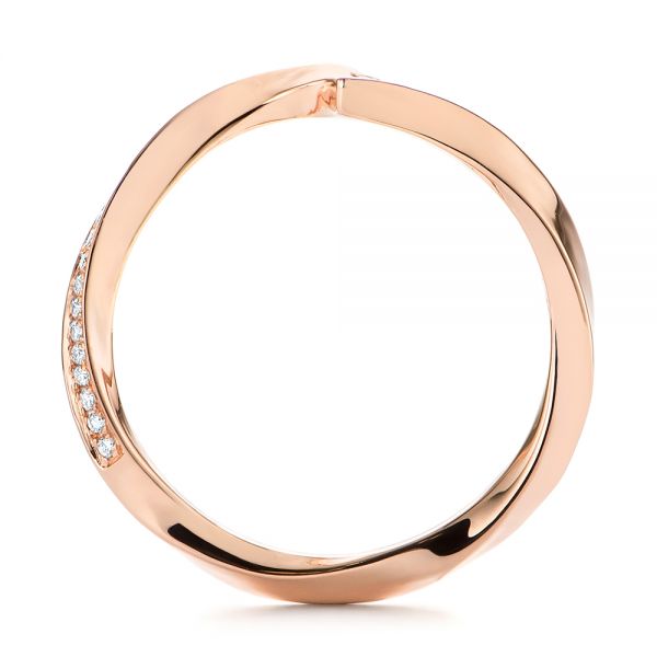 18k Rose Gold Contoured Diamond Wedding Ring - Front View - 105159
