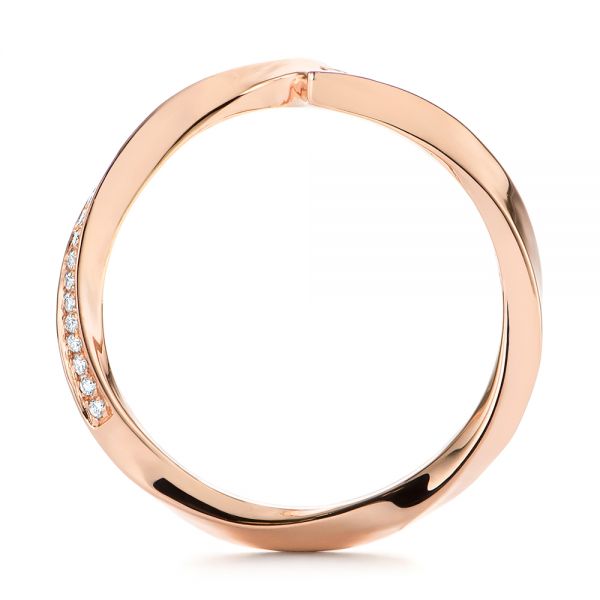 14k Rose Gold 14k Rose Gold Contoured Diamond Wedding Ring - Front View -  105159