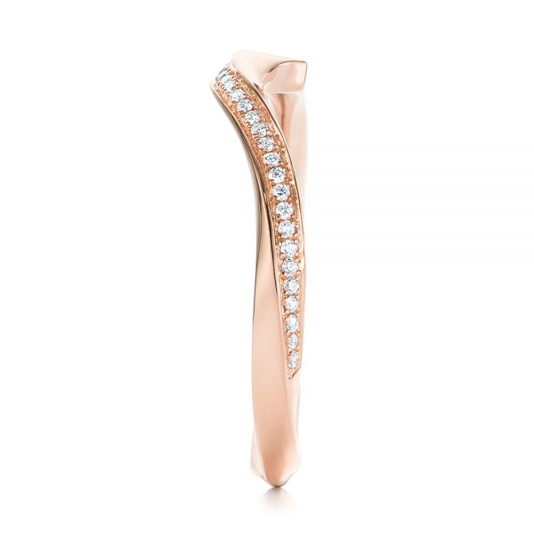 18k Rose Gold Contoured Diamond Wedding Ring - Side View -  105159