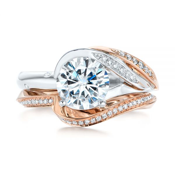 18k Rose Gold Contoured Diamond Wedding Ring - Top View - 105159