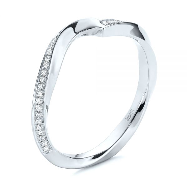 18k White Gold 18k White Gold Contoured Diamond Wedding Ring - Three-Quarter View -  105159