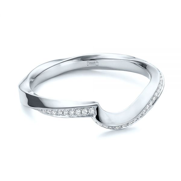 18k White Gold 18k White Gold Contoured Diamond Wedding Ring - Flat View -  105159