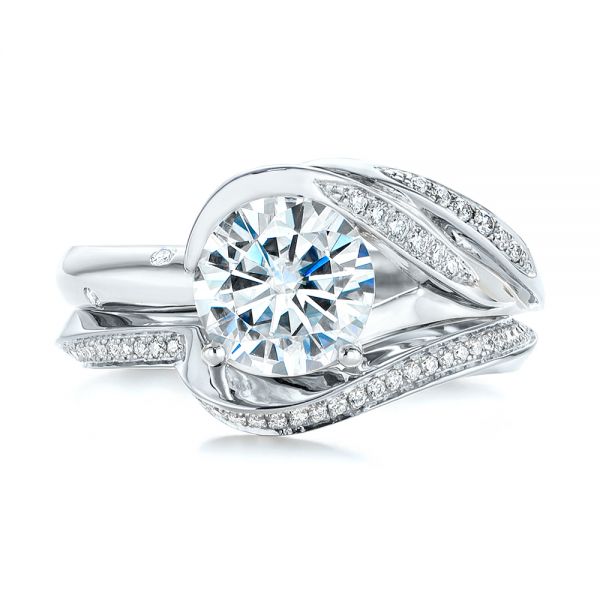  Platinum Platinum Contoured Diamond Wedding Ring - Top View -  105159