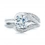 14k White Gold 14k White Gold Contoured Diamond Wedding Ring - Top View -  105159 - Thumbnail
