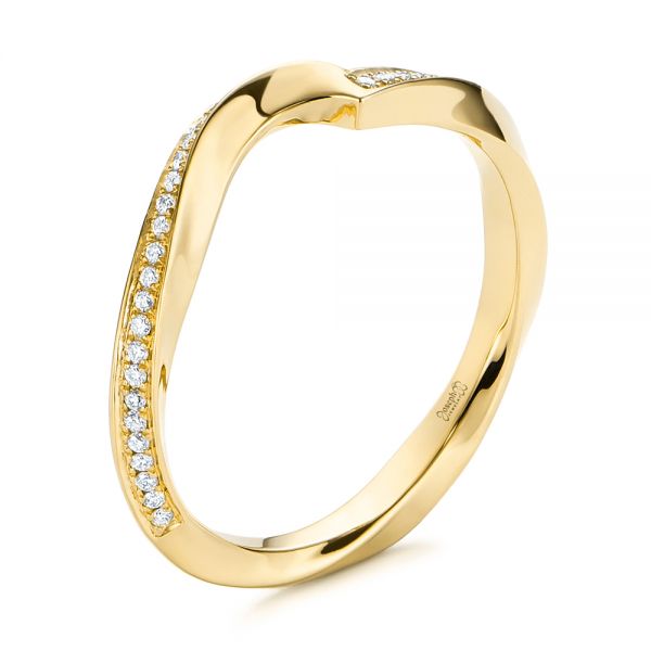 14k Yellow Gold 14k Yellow Gold Contoured Diamond Wedding Ring - Three-Quarter View -  105159