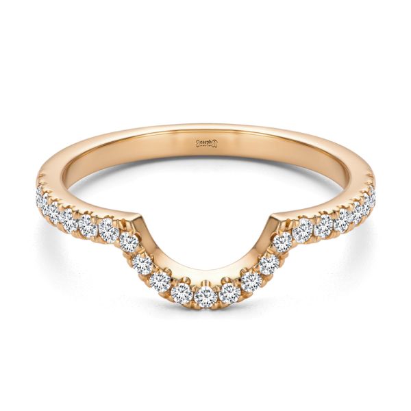 18k Rose Gold 18k Rose Gold Curved Diamond Wedding Band - Flat View - 107873