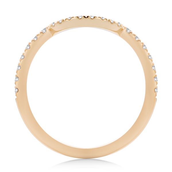 18k Rose Gold 18k Rose Gold Curved Diamond Wedding Band - Front View - 107873