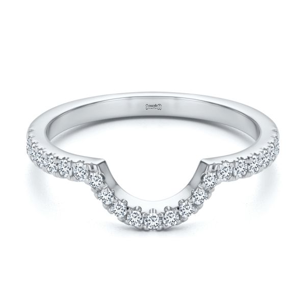 14k White Gold 14k White Gold Curved Diamond Wedding Band - Flat View - 107873