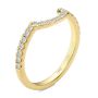 14k Yellow Gold Curved Diamond Wedding Band - Three-Quarter View -  107873 - Thumbnail