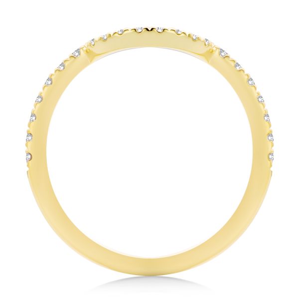 14k Yellow Gold Curved Diamond Wedding Band - Front View - 107873