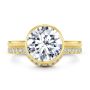 14k Yellow Gold Curved Diamond Wedding Band - Top View -  107873 - Thumbnail