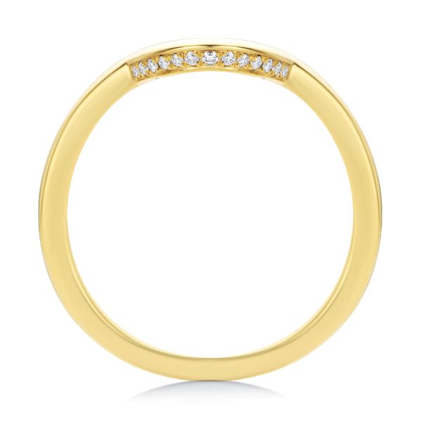 14k Yellow Gold Curved Wedding Band - Front View - 107875