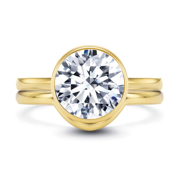 14k Yellow Gold Curved Wedding Band - Top View - 107875