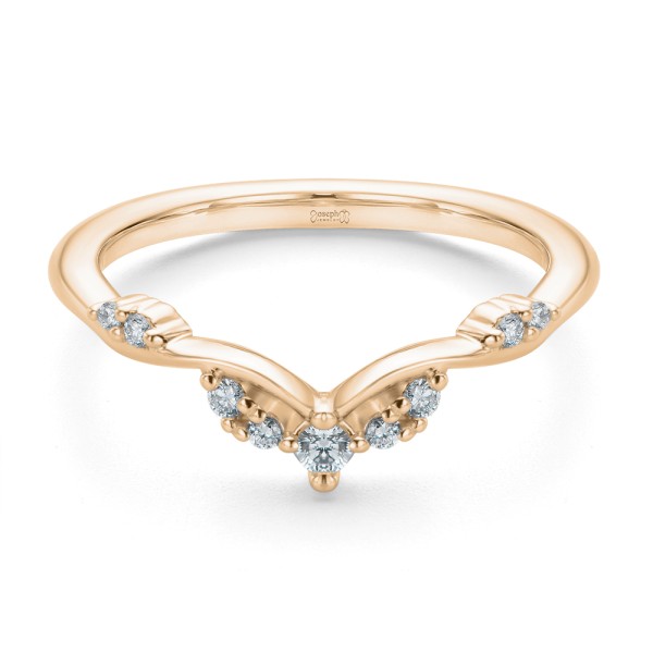 18k Rose Gold 18k Rose Gold Curvy Diamond Wedding Band - Flat View - 107770