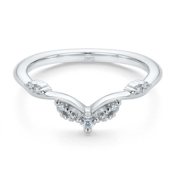 14k White Gold Curvy Diamond Wedding Band - Flat View - 107770
