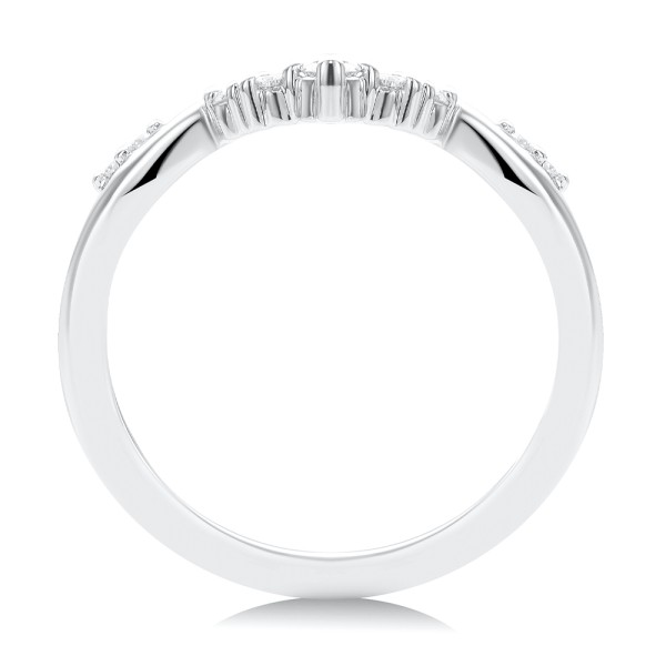 14k White Gold Curvy Diamond Wedding Band - Front View - 107770