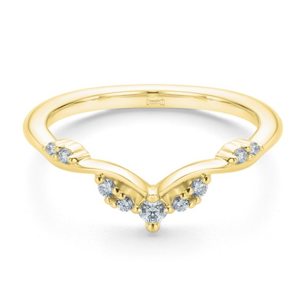 18k Yellow Gold 18k Yellow Gold Curvy Diamond Wedding Band - Flat View - 107770