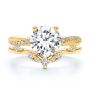 18k Yellow Gold 18k Yellow Gold Curvy Diamond Wedding Band - Top View -  107770 - Thumbnail