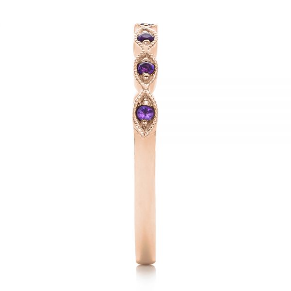 14k Rose Gold 14k Rose Gold Custom Amethyst Wedding Band - Side View - 102323