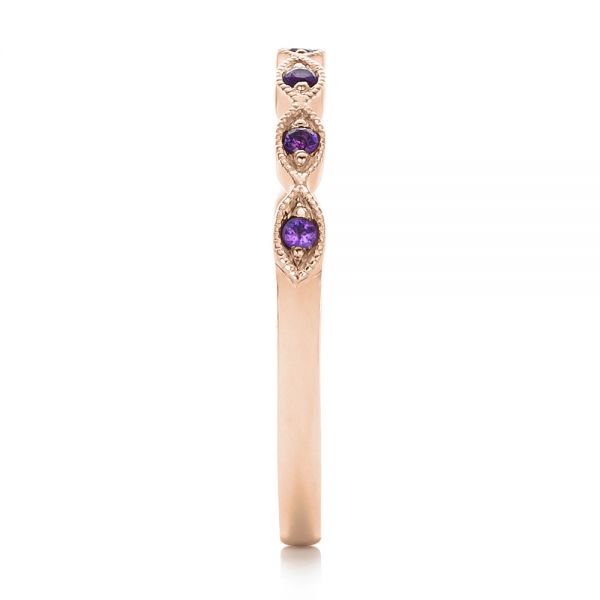 14k Rose Gold 14k Rose Gold Custom Amethyst Wedding Band - Side View -  102323