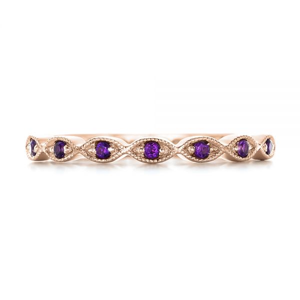14k Rose Gold 14k Rose Gold Custom Amethyst Wedding Band - Top View - 102323