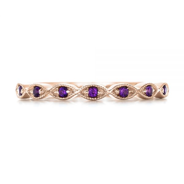 14k Rose Gold 14k Rose Gold Custom Amethyst Wedding Band - Top View -  102323