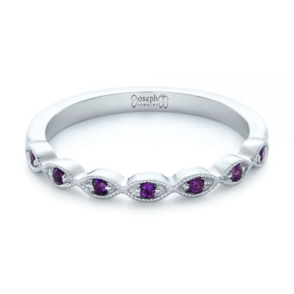  Platinum Platinum Custom Amethyst Wedding Band - Flat View -  102323