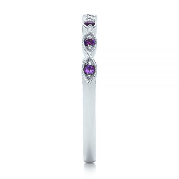 14k White Gold Custom Amethyst Wedding Band - Side View - 102323