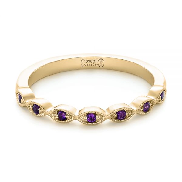 14k Yellow Gold 14k Yellow Gold Custom Amethyst Wedding Band - Flat View - 102323