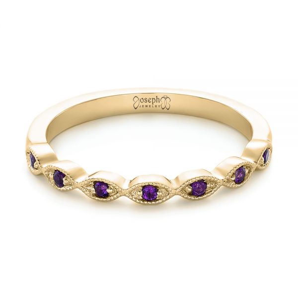 18k Yellow Gold 18k Yellow Gold Custom Amethyst Wedding Band - Flat View -  102323